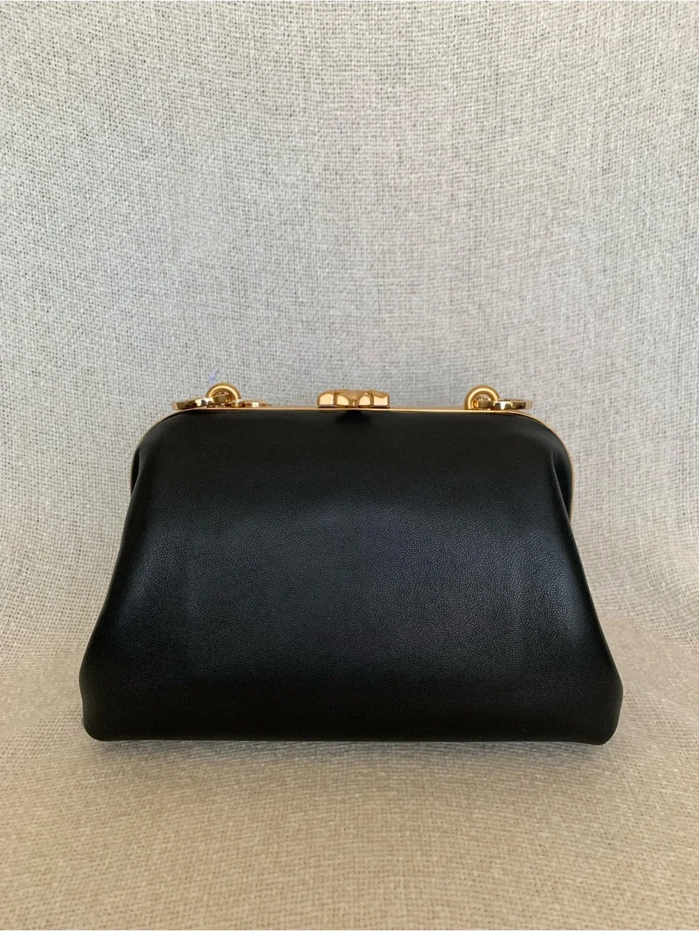 NEW Tory Burch Cleo Black Leather Small Kiss Lock Chain Handbag/Crossbody Bag
